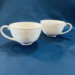 Juliska Cup Mug Quotidien White Truffle Ceramic Tea Coffee 10 oz. Set Of 2